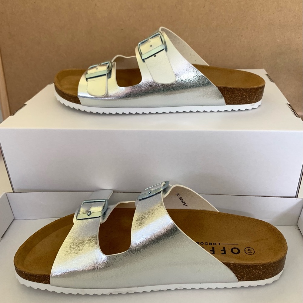 OFFICE Silver Double Buckle Sandals UK 8 EU 41 - Picture 10 of 14